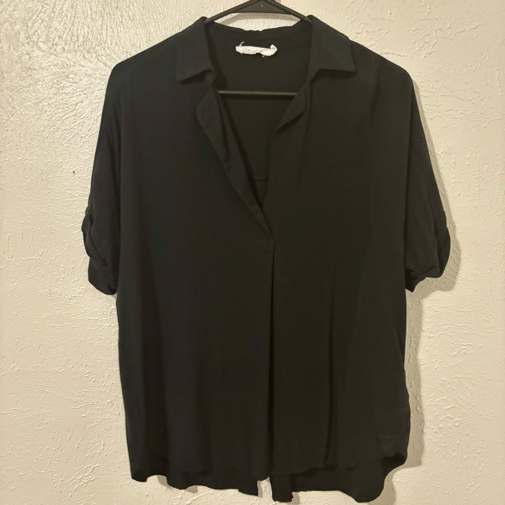 All in Favor Black Oversized V-neck Shirt S